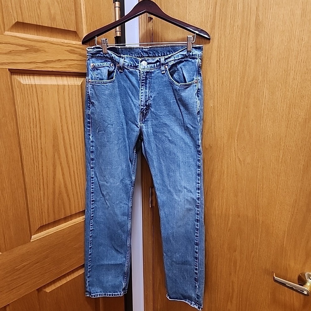 Levis 505 Light Blue Regular Fit Mens Jeans Size 33x30 Red Tab